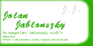 jolan jablonszky business card